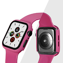 Wewoo Etui pour PC avec couverture totale + Protecteur en verre trempé Apple Watch série 5/4 44mm Rose pas cher