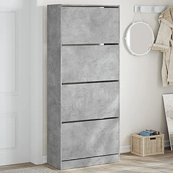 Maison Chic Armoire à chaussures 4 tiroirs | Meuble de rangement à chaussures Meuble d'Entrée rabattables gris béton -MN21746