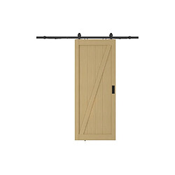 Avis Vente-Unique Porte coulissante avec système en applique en bois et MDF - Naturel clair - H205 x L73 cm - BALERMA