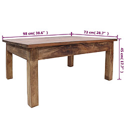 vidaXL Table basse bois d'acajou massif 98x73x45 cm pas cher