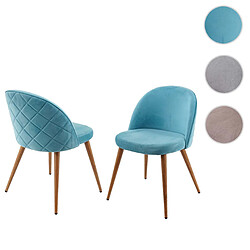 Mendler 2x chaise de salle à manger HWC-D53, fauteuil, style rétro années 50, en velours ~ bleu turquoise