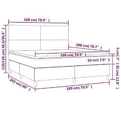 vidaXL Sommier à lattes de lit avec matelas LED Gris foncé 180x200 cm pas cher