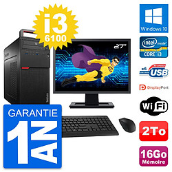 PC Tour Lenovo M700 Ecran 27" Intel i3-6100 RAM 16Go Disque 2To Windows 10 Wifi · Occasion 