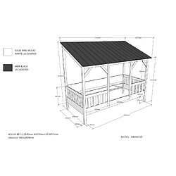 Acheter Vipack MALIA Lit cabane 90x200 avec toit noir