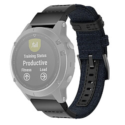 Wewoo Bracelet pour montre connectée en cuir et Garmin Fenix5 Plustaille du 150 + 110 mm bleu 