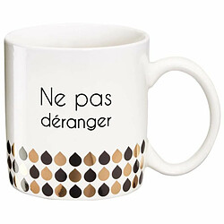 La Carterie 76000554 Ne pas déranger Mug Porcelaine Noir/Or 11,6 x 9,5 x 8,2 cm