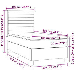 vidaXL Sommier à lattes de lit avec matelas Taupe 100x200 cm Tissu pas cher