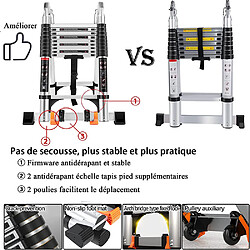 Échelle Télescopique en Aluminium Pliante, Échelle Extensibles Escabeau Escamotable - 4,4M(2,2+2,2)