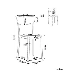 Avis Beliani Lot de 4 chaises Matière synthétique Gris foncé VIESTE