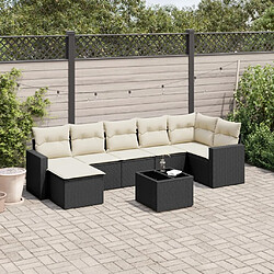 Maison Chic Ensemble Tables et chaises d'extérieur 8 pcs avec coussins,Salon de jardin noir résine tressée -GKD509132