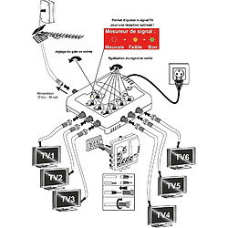 Elap Amplificateur intérieur 1 entrée 6 sorties TONNA - 24dB x 6, Bande passante 470 à 800 MHz, Facteur de bruit 4 dB