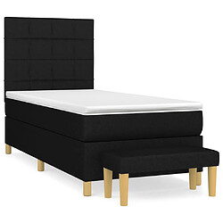 vidaXL Sommier à lattes de lit avec matelas Noir 100x200 cm Tissu