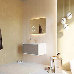 Kiamami Valentina MEUBLE DE SALLE DE BAIN 80CM FRÊNE GRIS ET MIROIR LED TACTILE 80X60 | MIAMI