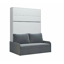 Acheter Inside 75 Composition lit escamotable 160 blanc mat BERMUDES SOFA canapé microfibre gris 2 colonnes