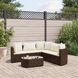 vidaXL Salon de jardin avec coussins 6 pcs marron résine tressée