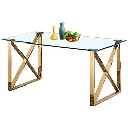 Vivenla Table de salle à manger design plateau en miroir avec piètement en acier inoxydable poli collection COSTA L. 160 x P. 90 x H. 75 cm