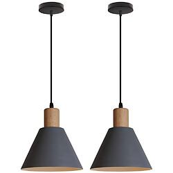 Stoex 2PCS Suspension Lustre de Style Rétro Lustre Moderne Plafonnier Nordique Minimaliste (Gris) Pour Luminaires D'Intérieur, Ferme, Café, Bar, Cuisine