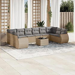 Maison Chic Salon de jardin 11 pcs avec coussins | Ensemble de Table et chaises | Mobilier d'Extérieur beige résine tressée -GKD13830