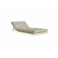 Inside 75 Fauteuil convertible futon ROOTS pin naturel tissu lin couchage 90 x 200 cm.