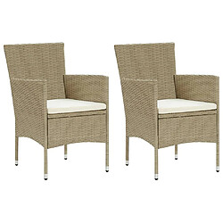 Maison Chic Lot de 2 Chaises de salle à manger de jardin - Fauteuil d'extérieur Résine tressée Beige -MN38585