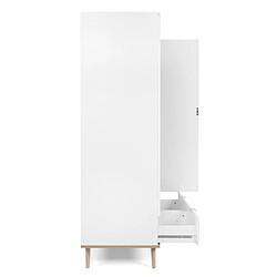 Homestyle4U Armoire de rangement 2 portes en bois Blanc 180x90x55cm pas cher