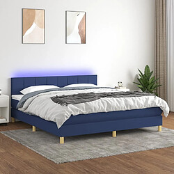 Sommier à lattes LED,Cadre à lattes de lit avec matelas pour Adulte Bleu 180x200 cm Tissu -MN34077