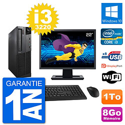 PC Lenovo M92p SFF Ecran 22" Intel i3-3220 RAM 8Go Disque 1To Windows 10 Wifi · Occasion 