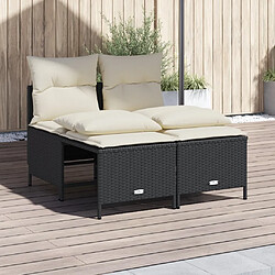 vidaXL Salon de jardin 4 pcs avec coussins noir résine tressée 