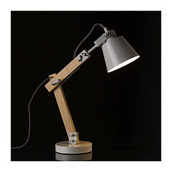 Wadiga Lampe de Bureau Métal Blanc et Bois - Hauteur 43cm