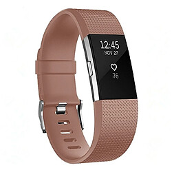 Wewoo Bracelet pour montre connectée Dragonne sport ajustable carrée FITBIT Charge 2 café 