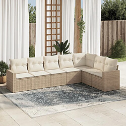 vidaXL Salon de jardin avec coussins 7 pcs beige résine tressée 