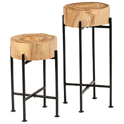 vidaXL Ensemble de tables d'appoint 2 pcs Bois d'acacia massif