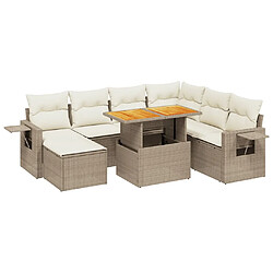 vidaXL Salon de jardin avec coussins 8 pcs beige résine tressée