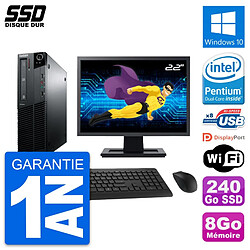 PC Lenovo M81 SFF Ecran 22" Intel G630 RAM 8Go SSD 240Go Windows 10 Wifi · Occasion 