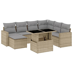 vidaXL Salon de jardin avec coussins 8 pcs beige résine tressée