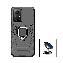 PHONECARE Kit Support Magnétique de Voiture + Coque 3X1 Military Defender pour Xiaomi Redmi Note 12S - Noir 