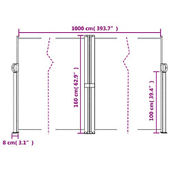 vidaXL Auvent latéral rétractable rouge 160x1000 cm pas cher