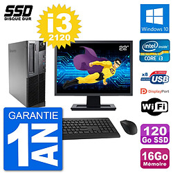 PC Lenovo M92p SFF Ecran 22" Intel i3-2120 RAM 16Go SSD 120Go Windows 10 Wifi · Occasion 