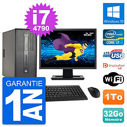 PC Tour HP ProDesk 600 G1 Ecran 22" i7-4790 RAM 32Go Disque 1To Windows 10 Wifi · Occasion 