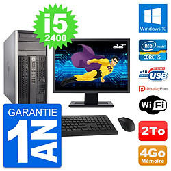 PC Tour HP Pro 6300 CMT Ecran 22" i5-2400 RAM 4Go Disque Dur 2To Windows 10 Wifi · Occasion 