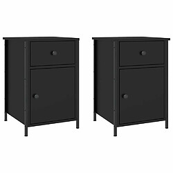 Maison Chic Lot de 2 Tables de chevet - Tables de Nuit noir 40x42x60 cm bois d'ingénierie