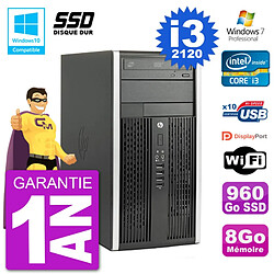 PC HP 6300 MT Intel Core I3-2120 RAM 8Go SSD 960Go Graveur DVD Wifi W7 · Occasion 