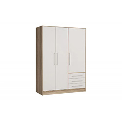 Meubletmoi Armoire dressing blanc et aspect chêne clair 3 portes - FARO