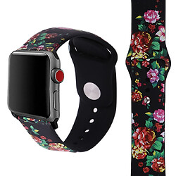 Wewoo Courroie d'impression en silicone pour Apple Watch séries 5 et 4 40 mm Motif fleurs noires 