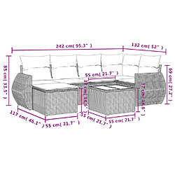 Avis vidaXL Salon de jardin avec coussins 7 pcs gris clair résine tressée