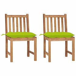 Maison Chic Lot de 2 Chaises de jardin avec coussins | Fauteuil chaises d'extérieur Bois de teck massif -GKD59642