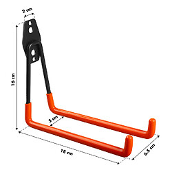 Acheter Support mural de garage Maclean MC-444, pour pneus outils de jardin échelle tuyaux, acier, charge max 25kg, longueur 18cm