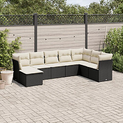 Maison Chic Ensemble Tables et chaises d'extérieur 8 pcs avec coussins,Salon de jardin noir résine tressée -GKD300392