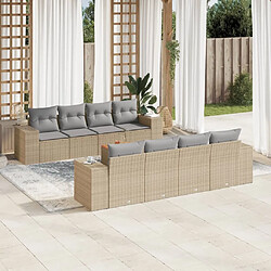 Maison Chic Salon de jardin avec coussins 9 pcs | Ensemble de Table et chaises | Mobilier d'Extérieur beige résine tressée -GKD73734