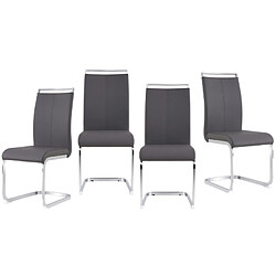 Sweiko Piétement luge en métal chromé Rembourrage souple avec housse en similicuir Gris Set 4 pcs 